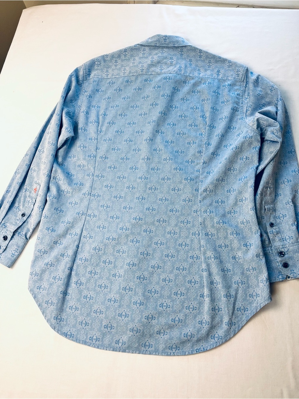 Robert Graham Classic Fit damask cotton Jacquard flip collar cuff shirt Large - Picture 3 of 9